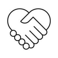 Handshake-Herzsymbol-Symbolvektor für Web, Präsentation, Logo, Infografik, Geschäft, Idee, Inspiration, Feed, Geschichte, Partnerschaft, Kunde vektor