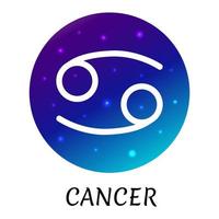 stjärntecken cancer isolerade. vektor ikon. zodiac symbol med stjärnklar gradient design. astrologiskt element