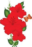 illustration av röd hibiskus reste sig vektor design på en vit bakgrund