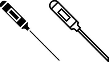 Fleisch Thermometer Symbol, Zeichen, oder Symbol im Glyphe und Linie Stil isoliert auf transparent Hintergrund. Vektor Illustration