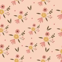 Gartenblume, Pflanzen, Botanik, nahtloses Mustervektordesign für Mode, Stoff, Tapeten und alle Drucke auf rosa Hintergrundfarbe. süßes Muster in kleiner Blume. vektor