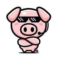 niedliches Schwein-Maskottchen-Charakterdesign vektor