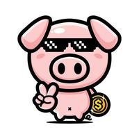 Bitcoin Sparschwein Sparschwein Vektor-Design vektor