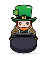 Saint Patrick Day Zeichentrickfigur Kobold vektor