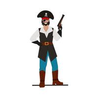 bewaffneter Pirat. junger hübscher Pirat mit einer Augenbinde. Vektorzeichen vektor