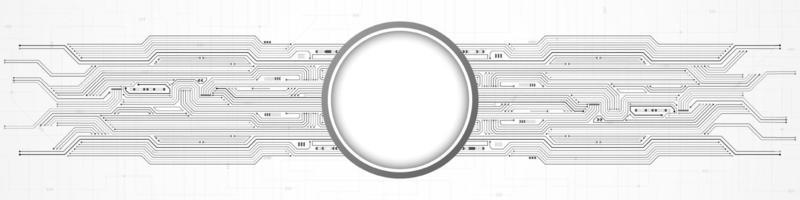 abstrakter digitaler Technologiehintergrund, weiße Kreisleerstelle auf Leiterplattenmuster vektor