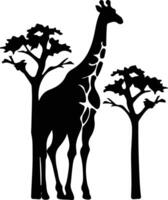 Wald Giraffe schwarz Silhouette vektor