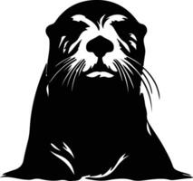 Meer Otter schwarz Silhouette vektor