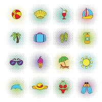 Sommer Icons Set, Pop-Art-Stil vektor