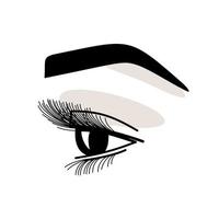 Make-up-Vektor-Logo auf weißem Hintergrund. Wimpern und Augenbrauen. weibliches Gesichtselement vektor