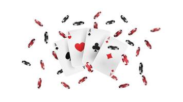 Casino-Poker-Chips und Spielkarten auf weißem Hintergrund. vektor