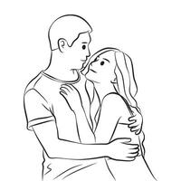romantisch Paar Umarmung Pose Karikatur Illustration vektor