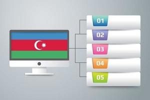 Aserbaidschan-Flagge mit Infografik-Design integriert mit Computermonitor vektor