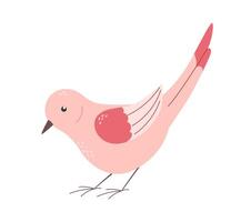 folk rosa fågel isolerat på vit bakgrund. vår tecknad serie vektor illustration.