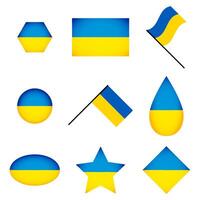 Abzeichen und Symbol Flagge Ukraine, Unterstützung und Stand. Vektor Symbol Flagge Freiheit, Grafik Abzeichen Unabhängigkeit, National Ukraine Emblem Unterstützung, patriotisch Ruhm zu Ukraine Illustration