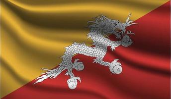 Bhutan realistisches modernes Flaggendesign vektor