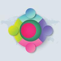 Bangladesch-Flagge mit Infografik-Design isoliert auf Weltkarte vektor