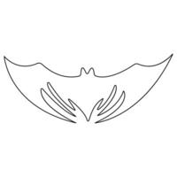 kontinuerlig enda linje konst teckning av söt flygande fladdermus för natur älskare organisation översikt vektor illustration