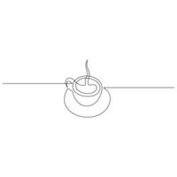 kaffe kopp kontinuerlig ett linje konst teckning av frukost ånga morgon- kaffe design översikt vektor illustration