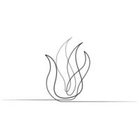 Feuer kontinuierlich einer Linie Kunst Zeichnung Flamme Form, Gas Symbol, Lagerfeuer Gliederung Vektor Illustration