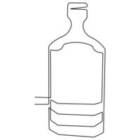 kontinuierlich Single Linie Kunst Zeichnung von Wein Flasche Alkohol trinken im Gekritzel Stil Gliederung Vektor Illustration