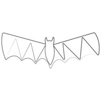 kontinuerlig enda linje konst teckning av söt flygande fladdermus för natur älskare organisation översikt vektor illustration