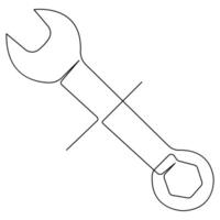 kontinuerlig ett linje konst teckning reparera verktyg ikon service Centrum symbol ingenjör dag vektor