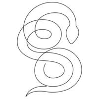 kontinuerlig ett linje konst teckning av giftig orm översikt konst vektor illustration