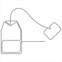 kontinuierlich Single Linie Kunst Zeichnung von Papier Tee Tasche Symbol und heiß Kräuter- trinken Gliederung Kunst Vektor Illustration