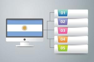 Argentina flagga med infografisk design integrera med datorskärm vektor