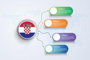 Kroatien-Flagge mit Infografik-Design isoliert auf Punktweltkarte vektor