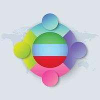 Dagestan-Flagge mit Infografik-Design isoliert auf Weltkarte vektor