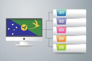 Weihnachtsinsel-Flagge mit Infografik-Design integrieren mit Computermonitor vektor