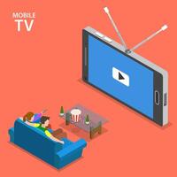 mobil tv isometrisk platt vektorillustration vektor