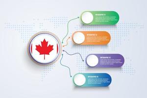 Kanada-Flagge mit Infografik-Design isoliert auf Punktweltkarte vektor