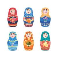 russische puppe farbige traditionelle moskau spielzeug authentische blumenfarbene dekoration frau mädchen