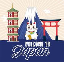 Willkommen in Japan mit Glückskatze vektor