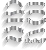 Vektor Silber Bänder einstellen mit Weiß Hintergrund