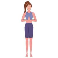 kvinna stående utövar yoga vektor