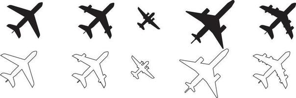 Flugzeug einfache Icons Set Vektor. Flugzeugsymbol vektor