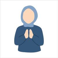 schön Hijab Mädchen Gruß Geste vektor