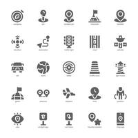 Navigation und Karte Symbol Pack zum Ihre Webseite, Handy, Mobiltelefon, Präsentation, und Logo Design. Navigation und Karte Symbol Glyphe Design. Vektor Grafik Illustration und editierbar Schlaganfall.