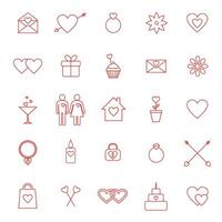 vektor uppsättning av linje ikoner för valentine dag eller bröllop design