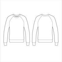 Vektor Raglan lange Ärmel Sweatshirt technisch Mode eben skizzieren Vektor Illustration Vorlage