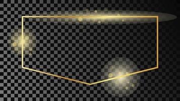 Gold glühend Rahmen isoliert auf dunkel Hintergrund. glänzend Rahmen mit glühend Auswirkungen. Vektor Illustration.