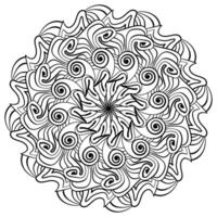 Mandala mit Spiral- Blütenblätter, meditativ Zen Färbung Seite zum Kinder und Erwachsene vektor