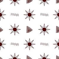 sömlös boho mönster med de Sol i en modern minimalistisk stil på en vit bakgrund. abstrakt vektor design för tyg, textilier, klippning papper