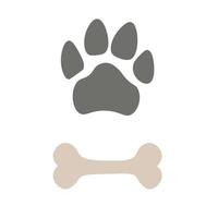 Haustiere Pfote und Knochen. Tierspur-Symbol. Zoohandlung-Logo. vektor