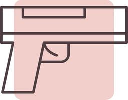 pistol linje form färger ikon vektor