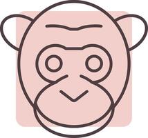 gorilla linje form färger ikon vektor